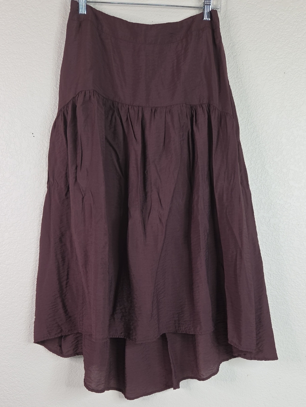 VILA Brown High-Low Tiered Skirt